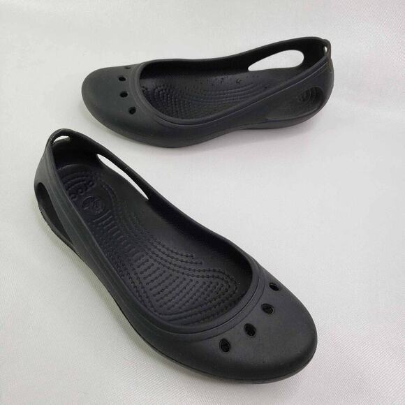 Crocs Kadee Ballet Flats Slip On Black Women's Comfort Shoes Size 8 - Picture 1 of 9